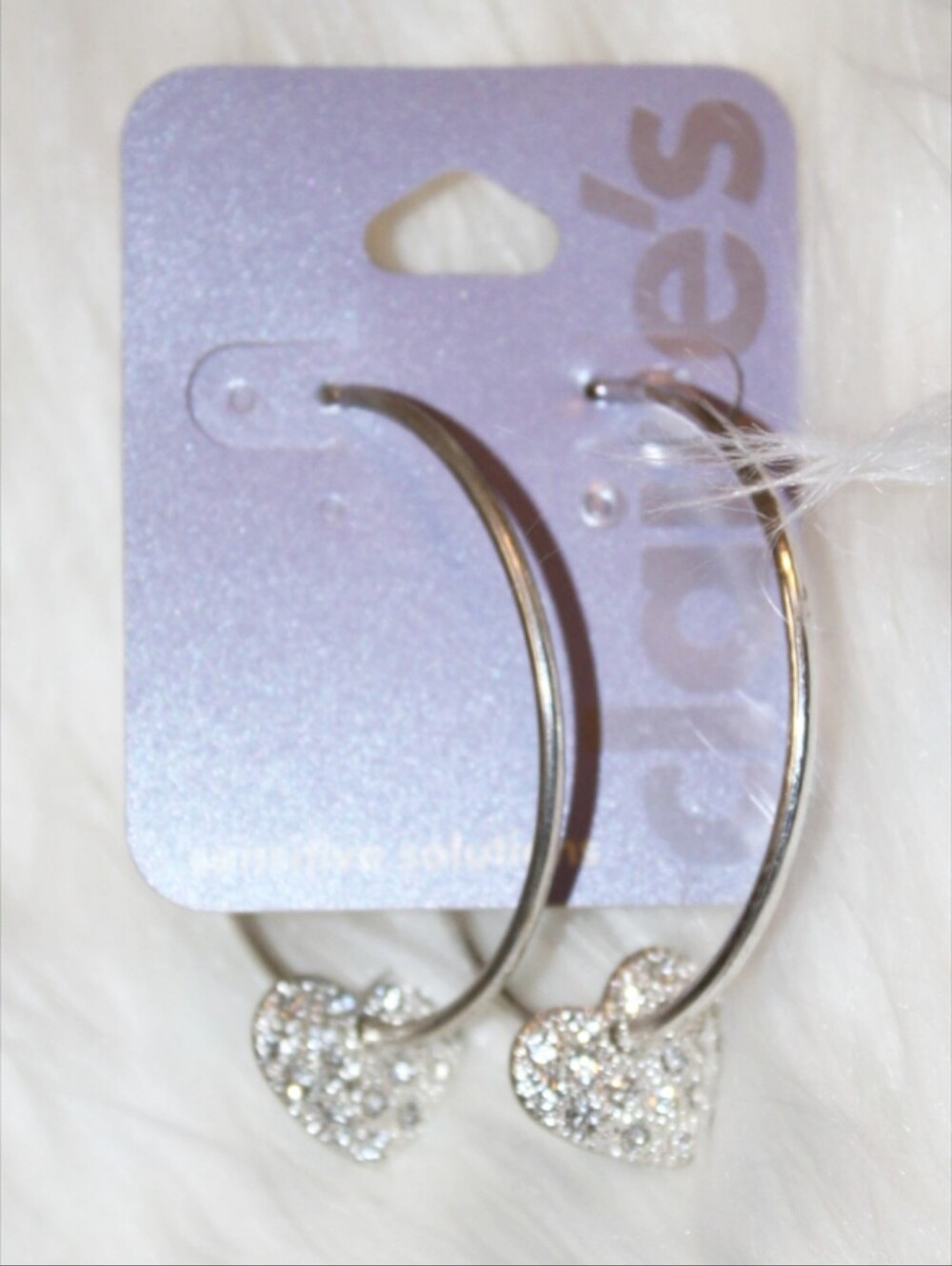 Claire's Hoop Earrings with Rhinestone Studded Hearts